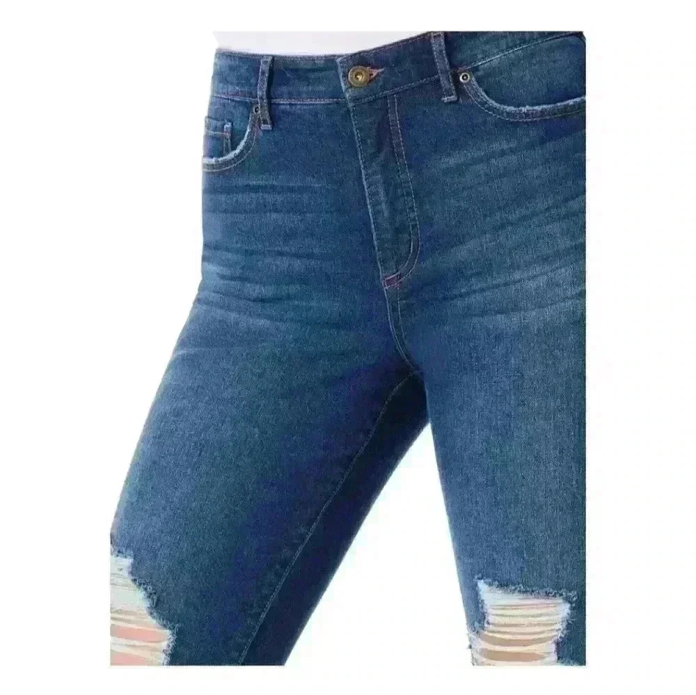 Sofia Vergara Jeans Women's Leslie Distressed Super High Rise Slim Straight - Picture 3 of 6